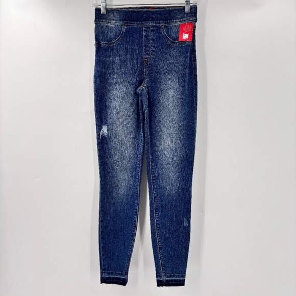 Spanx High Waist Distressed Skinny Jeans Medium Wash Size Small - Picture 2 of 6